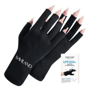 Saviland Women's High Elasticity Fingerless Gloves | Black | Black UV Gloves for Nails