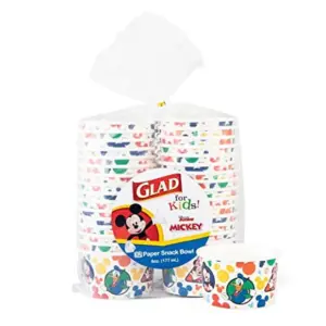 Glad for Kids Disney Mickey & Friends 6oz Paper Snack Bowls | Lids Not Included | 32ct | Disney Mickey Mouse Paper Snack Bowls | Kids Snack Bowls | Kid-Friendly Paper Snack Cups for Everyday Use