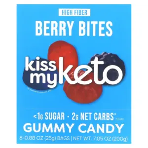 Kiss My Keto Gummies Candy – Low Carb Candy Berry Bites | Keto Snack Pack – Healthy Candy Gummys – Vegan Candy | Keto Gummy Candy – Keto Candy Gummies (8-pack)