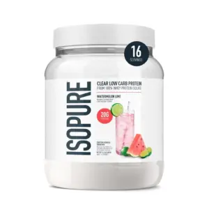 Isopure Clear Low Carb 100% Whey Protein Isolate Powder | Watermelon Lime | 20g Protein | About 16 Servings | 16 Servings (Pack of 1)