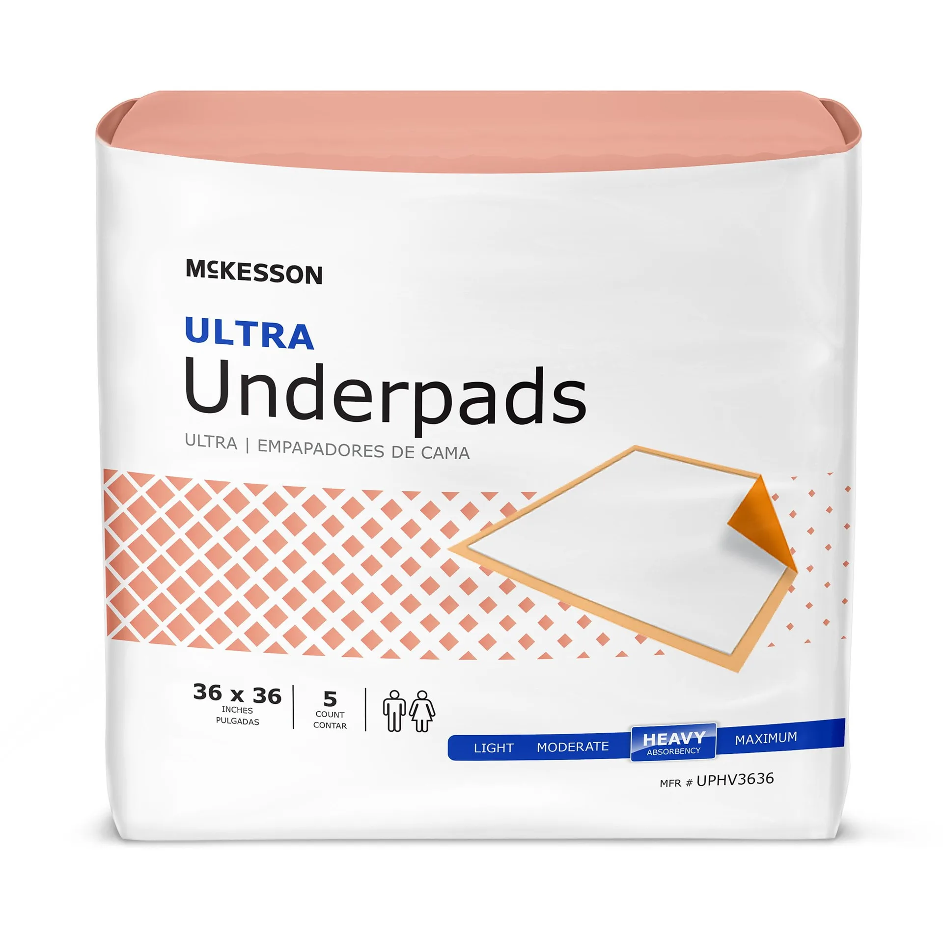 McKesson Ultra Underpads for Incontinence | Heavy Absorbency | 36 Inch x 36 Inch | 50 Ct