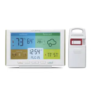 AcuRite Weather Station Forecaster for Indoor/Outdoor Temperature & Humidity & Lightning Detection with Built-Inch Barometer 01071 | White