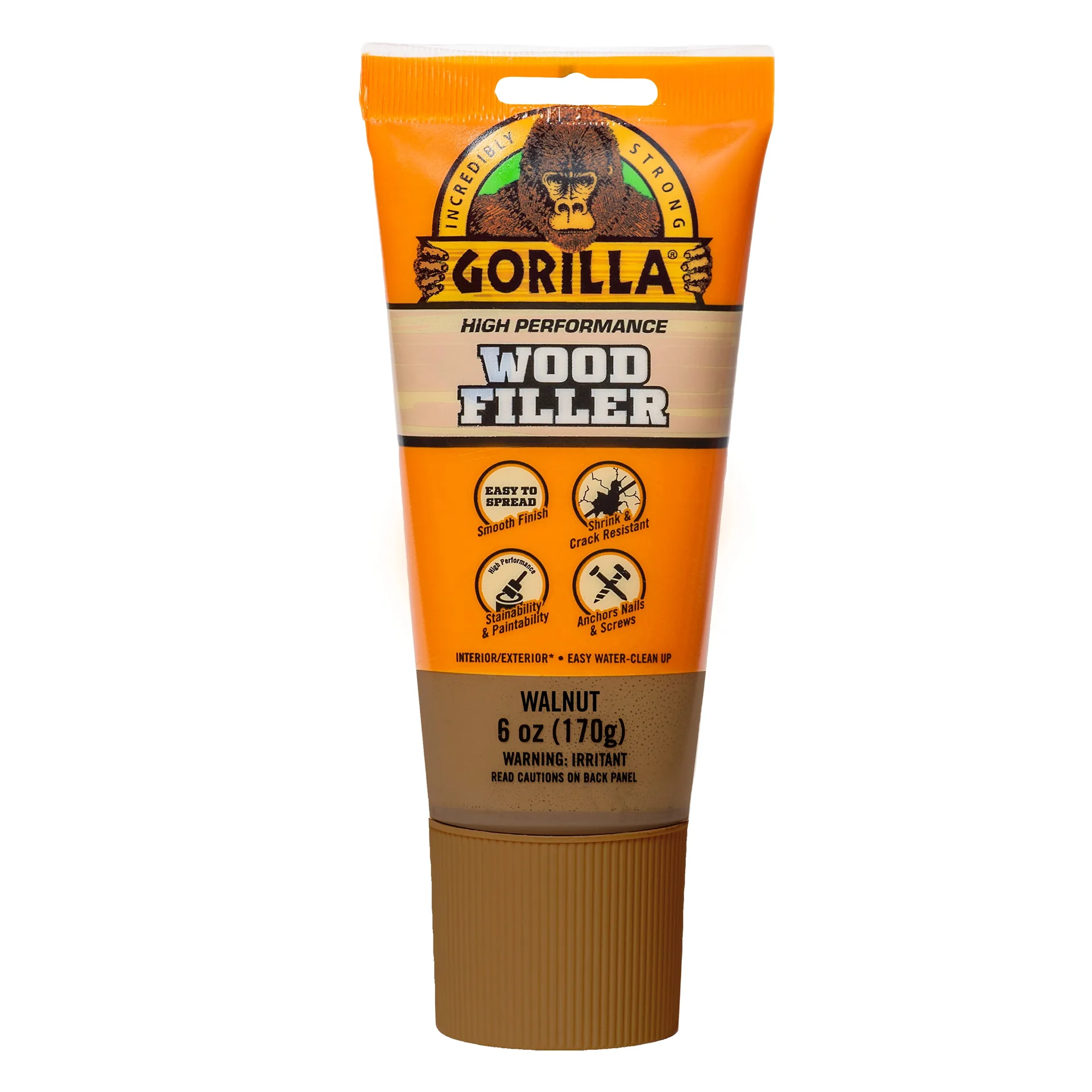 Gorilla 6 Ounce Wood Filler Tube Walnut Color Hardware Adhesives (Premium Edition)