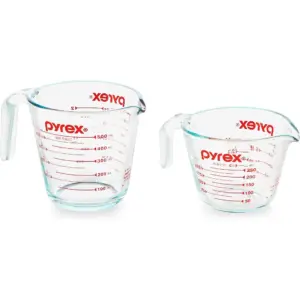 Essentials (2-Pack) Glass Measuring Cups Set | (1 and 2 Cup) Measuring Cups For Prepping | Baking and Cooking | Preheated Oven | Dishwasher | Freezer | and Microwave Safe