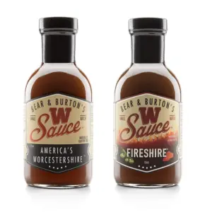 Bear and Burton's W Sauce + Fireshire | Two Pack Fireshire and Original W Sauce | Distinctive Spicy Worcestershire Sauce Blend | Perfect for Steaks | Dressings and Marinades | 12 Ounce