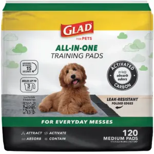 Glad Activated Charcoal Leak-Resistant Training Pads for Dogs | Medium Size | 17.5in x 23.5in | 120 Count | Grey | S
