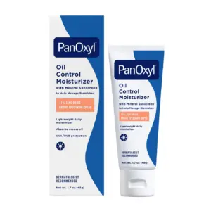 PanOxyl AM Oil Control Moisturizer with Hyaluronic Acid and Mineral Sunscreen | Acne Treatment | All Skin Types | 1.7 Ounce