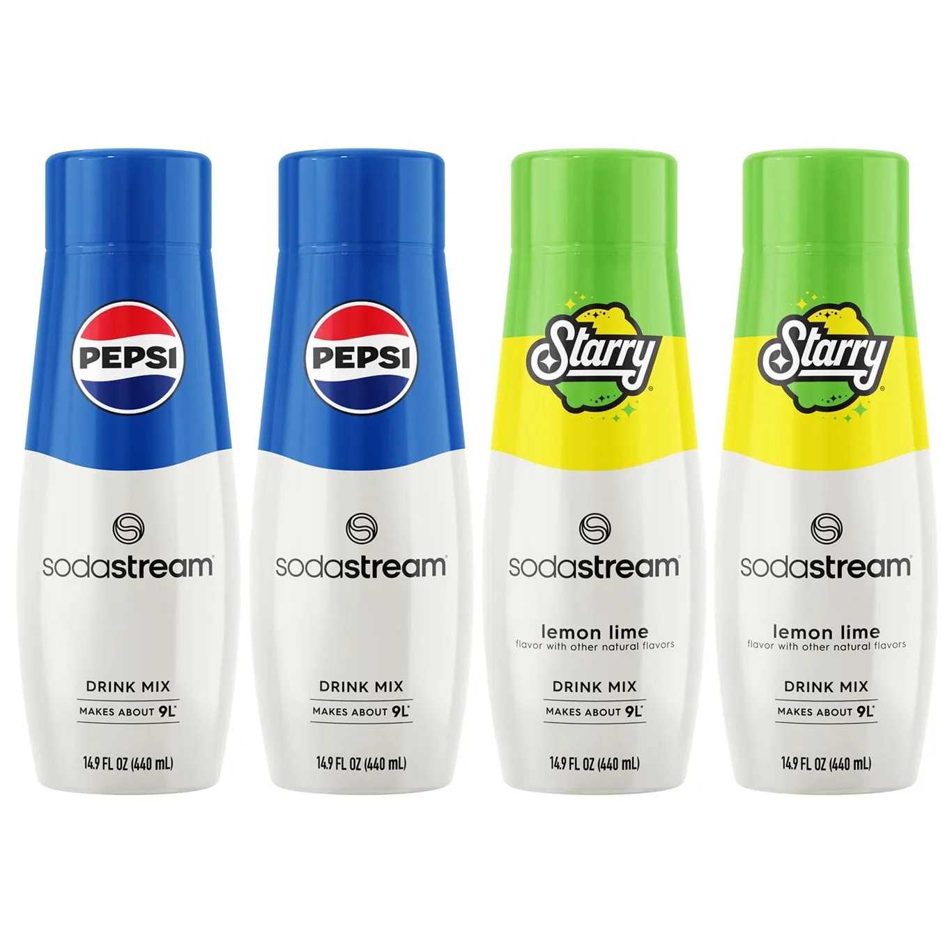 SodaStream Pepsi Starry Soda Mix Variety Pack | 14.9 fl Ounce. (Pack of 4) | 440 Milliliters