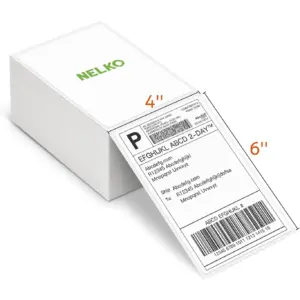 Nelko 4x6 Direct Thermal Shipping Label (Pack of 500 Fan-Fold Labels) | Nelko 4x6 Thermal Labels for Nelko PL70E Shipping Label Printer | Perforated & Strong Adhesive | Commercial Grade
