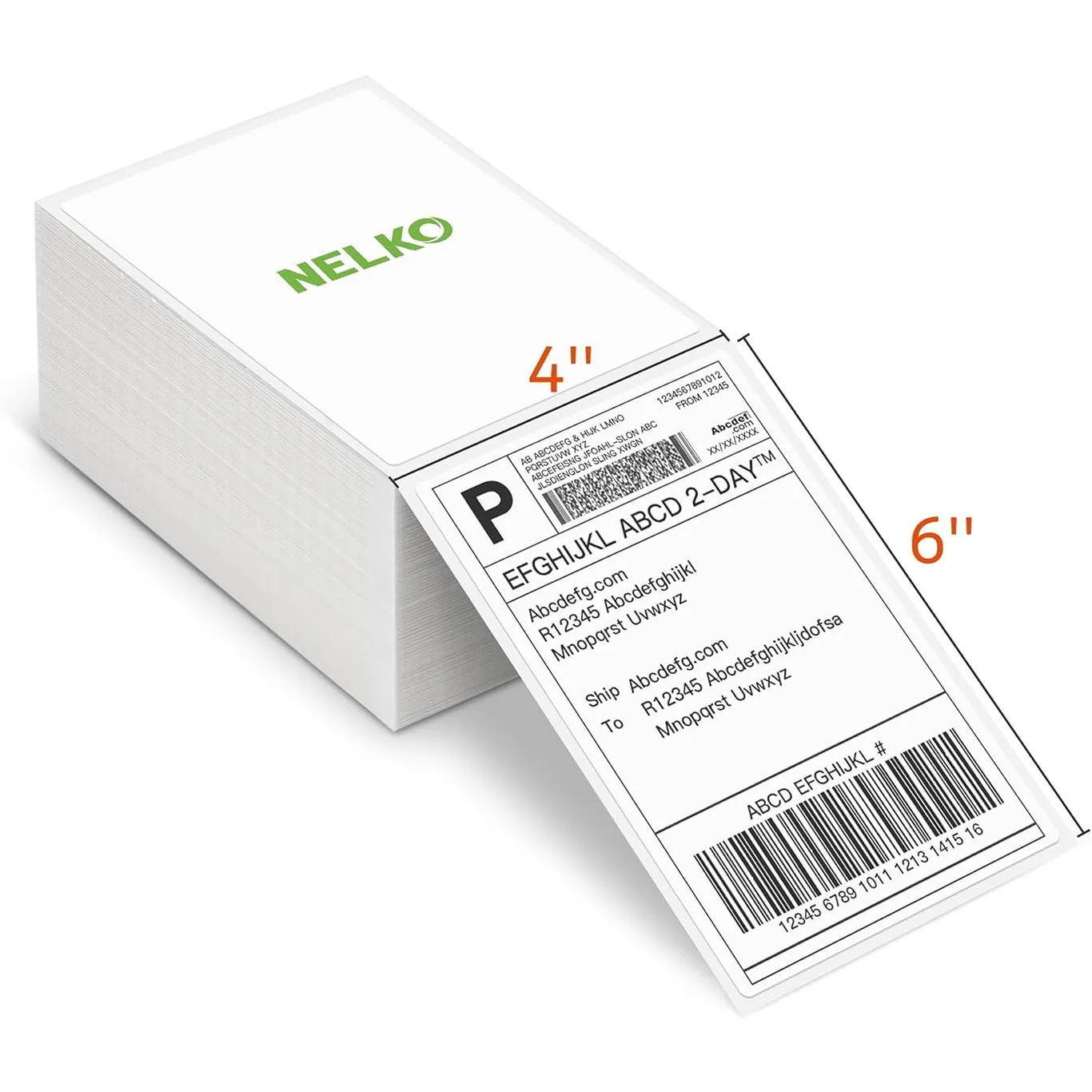 Nelko 4x6 Direct Thermal Shipping Label (Pack of 500 Fan-Fold Labels) | Nelko 4x6 Thermal Labels for Nelko PL70E Shipping Label Printer | Perforated & Strong Adhesive | Commercial Grade