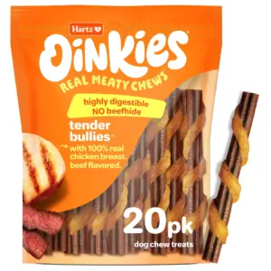 Hartz Oinkies Chickentastic Tender Bullies Dog Treats with Real Chicken | 9.5 Ounce (20 Count)