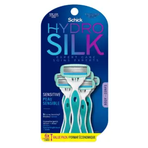 Schick Hydro Silk Sensitive Womens Disposable Razors | 6 ct | 5-Blade Disposable Razors for Women Sensitive Skin | Travel Razor for Women | 1