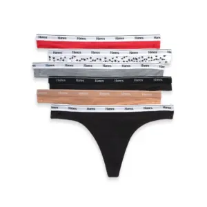 Hanes Originals Women's Thong Underwear | Breathable Cotton Stretch | 6-Pack