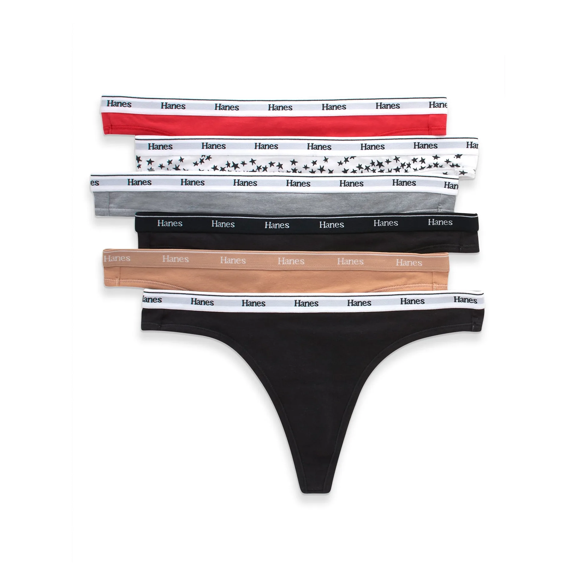 Hanes Originals Women's Thong Underwear | Breathable Cotton Stretch | 6-Pack