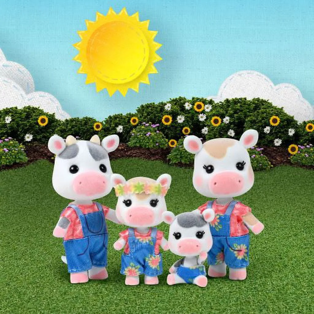 Honey Bee Acres The Cloverberrys Cow Family | 4 Miniature Doll Figures | Ages 3 & Up