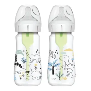 Dr. Brown's Natural Flow Anti-Colic Options+ Wide-Neck Baby Bottle Bottle | Woodland Decos | 5oz/150ml | Level 1 Slow Flow | 0m+ | 2 Pack | 5 fl Ounce