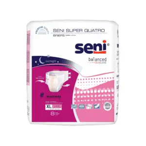 Seni Super Quatro Adult Incontinence Brief Regular Heavy Absorbency Breathable / Overnight | S-RE10-BQ1 | Severe | 10 Ct | One Size