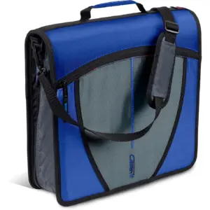 Case-it Mighty Zip Tab Zipper Binder | 3 O-Ring with 5-Color tabs | Expanding File Folder & Shoulder Strap & Handle | D-146- Midnight Blue | Single