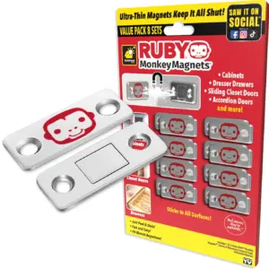 Ruby Monkey Magnets Ultra-Thin Magnetic Plates Keep It All Shut | as Seen on TV by Bulbhead | 1 Ounce