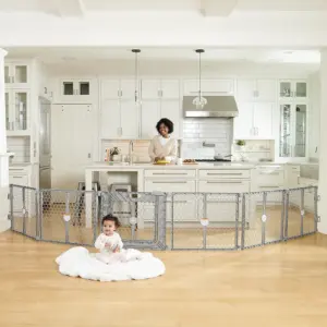 Regalo Superwide Plastic Gate and Play Yard with Door | Gray