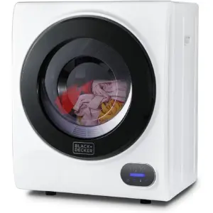 BLACK+DECKER BCED15 Compact Clothes Dryer | 1.5 Cu. Ft. 850W Electric Dryer | 120V Vented Portable Dryer with Stainless Steel Drum | Mini Dryer for 3.3 lbs. of Laundry for Standard Wall Outlet | 1.5 Cu Ft