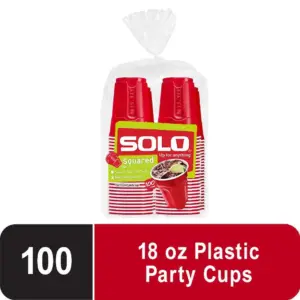 Solo Disposable Plastic Cups | Red | 18oz | 100ct