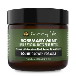 Sunny Isle Rosemary Mint Hair and Strong Roots Butter 2oz | Infused with Biotin and Jamaican Black Castor Oil | Strengthen and Nourish Hair Follicles | Dry Scalp | Split Ends | All Hair Types
