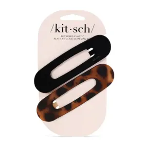 Kitsch Flat Hair Clips | Flat Claw Clips for Women 2pc Flat (Black&Tort)