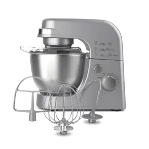 Hamilton Beach 4 Quart Stand Mixer for Kitchen | 7 Speeds | Tilt-Head | Dough Hook | Whisk and Flat Beater | Silver