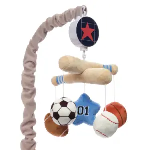 Lambs and Ivy Baby Sports Musical Baby Crib Mobile Soother Toy | Gray