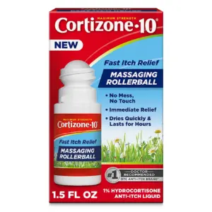 Cortizone-10 Massaging Rollerball 1% Hydrocortisone Anti Itch & Bug Bite Itch Relief | Maximum Strength | 1.5 Ounce