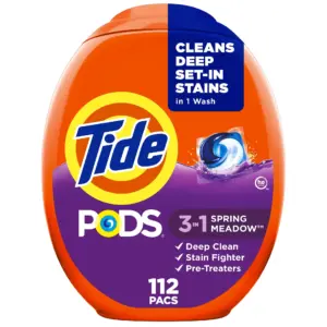 Tide PODS Laundry Detergent Pacs | 3-Inch-1 Stain Remover | Odor Fighter | Color Protector | 112 Count | HE compatible | Spring Meadow Scent
