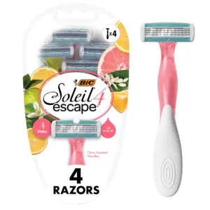 BIC Soleil Escape Women's Razors | Citrus Scented Handles | 4-Blade | 4 Count | Assorted