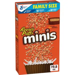 Reese's Puffs Minis Breakfast Cereal | Chocolate Peanut Butter Cereal | Family Size | 19.8 Ounce | Single | Chocolate Peanut Butter | 19.800 Ounce