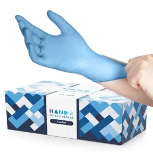 Hand-E Nitrile Gloves (Extra Large -200 Count) 3 Mil | Blue Disposable Latex Free & Powder Free Medical & Household Gloves