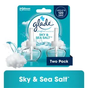 Glade PlugIns Scented Oil 2 Refills | Air Freshener | Sky and Sea Salt | Essential Oil Infused Wall Plug Inch | 1.34 FL Ounce | Pack of 2
