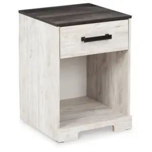 Signature Design by Ashley Casual Shawburn Nightstand Whitewash/Charcoal Gray | Whitewash and Gray