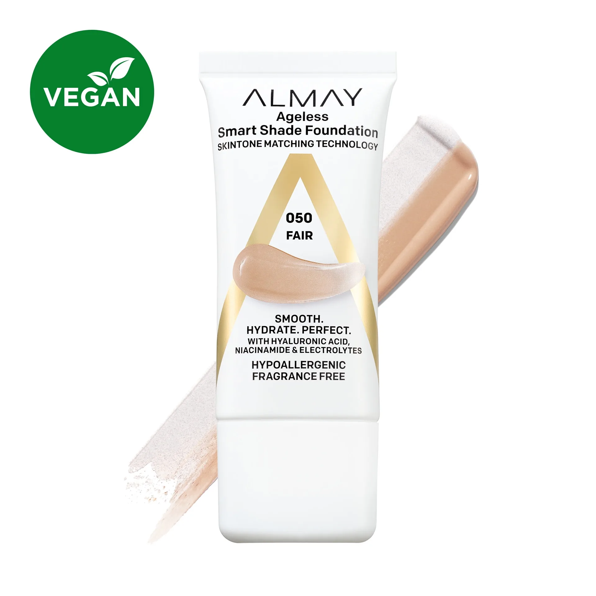 Almay Ageless Smart Shade Liquid Foundation Makeup | Hypoallergenic | 50 Fair | 1 fl Ounce
