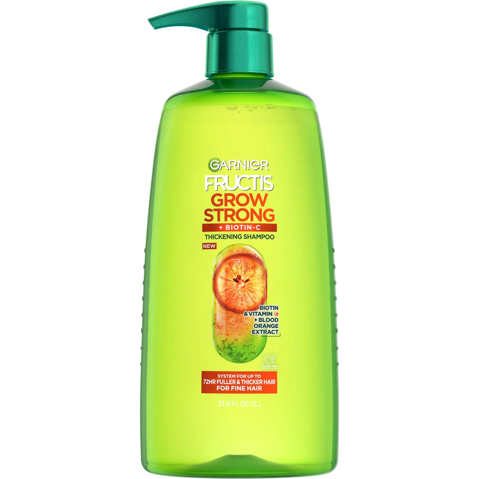 Garnier Fructis Grow Strong Thickening Shampoo with Biotin | All Hair Types | 33.8 fl Ounce
