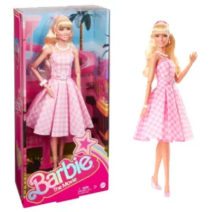 Barbie The Movie Collectible Doll | Margot Robbie as Barbie Inch Pink Gingham Dress | Toy for 3 Years & Up