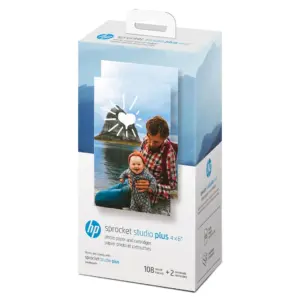 HP Sprocket Studio Plus 4 x 6” Photo Paper and Cartridges (108 Sheets and 2 Cartridges) | 4 x6 ( 108 Sheets and 2 Cartridges)