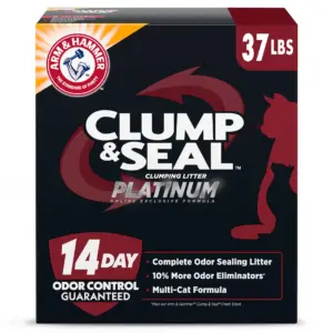 ARM and HAMMER Clump and Seal Platinum Multi-Cat Complete Odor Sealing Clumping Cat Litter | 14 Days of Odor Control 37lb | 1 | Fresh