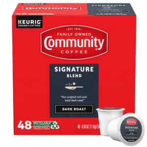 Community Coffee Signature Blend Dark Roast Single Serve Keurig K-Cup Pods 48 ct Box (Premium Edition)