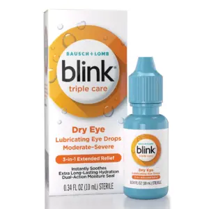 Blink Triple Care Lubricant Eye Drops For Moderate to Severe Dry Eye Relief & Symptoms | 0.34 fl Ounce