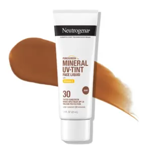 Neutrogena Purescreen+ Tinted Mineral Face Sunscreen | Deep | 1.1 fl Ounce | Brown