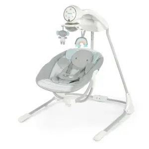 Ingenuity InLighten Baby Swing | Motorized Vibrating | Swivel Infant Seat | Gray | Jungle Animals