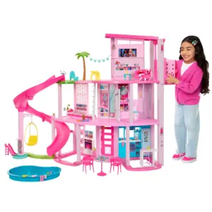 Barbie Dreamhouse Pool Party Doll House and Playset with 75+ Pieces | 45 Inch | Slide and Puppy Elevator