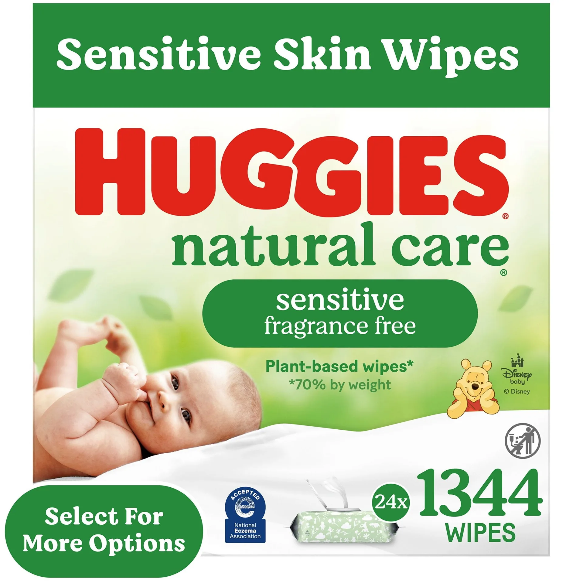 Huggies Natural Care Sensitive Baby Wipes | Unscented | 15 Pack | 960 Total Ct (Select for More)