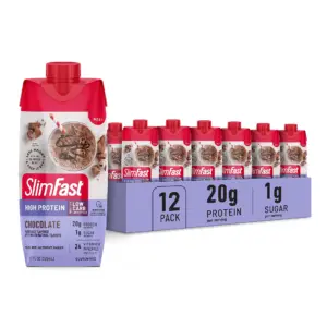 SlimFast Protein Shake | Chocolate- 20g Protein | Meal Replacement Shake Ready to Drink | High Protein with Low Carb & Low Sugar | 24 Vitamins & Minerals | 12 Count (Pack of 1)
