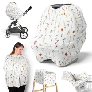 Sweet Jojo Designs Watercolor Floral Pink Grey & White Multi Use Baby Car Seat & Nursing Cover